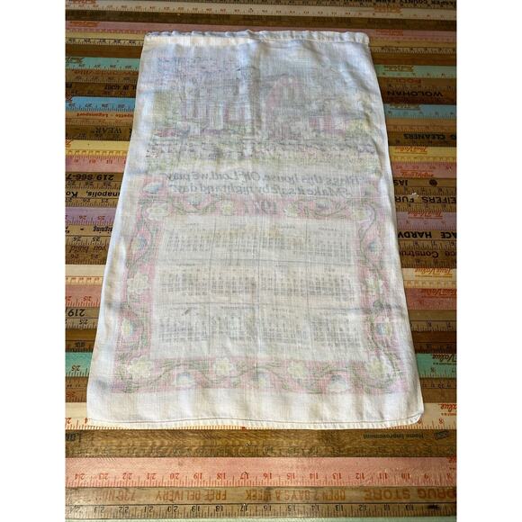 1977 Vintage Tea Towel Calendar Bless This House Prayer Kitchen LINEN Wall Decor - Picture 7 of 7